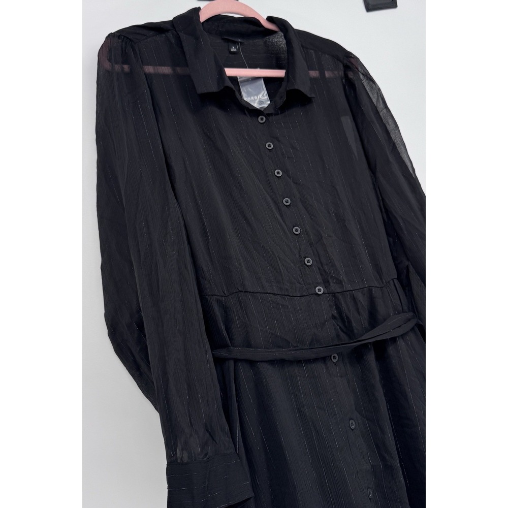 Torrid Maxi Shirt Dress 3X NWT Black Sheer Woven Button Up Whimsigoth Goth - Picture 3 of 9